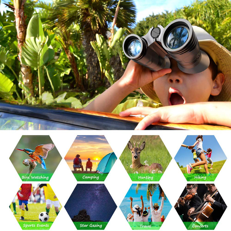  [AUSTRALIA] - UNEGROUP Binoculars for Kids, Gifts for 3-14 Years Boys Girls 8x21 High-Resolution Optics Shockproof Folding Mini Binoculars Toys for Bird Watching Nature Explore Travel Camping Outdoor Play Black for kids