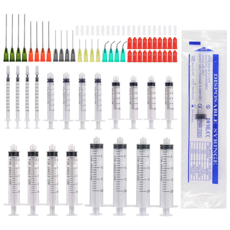  [AUSTRALIA] - Aotfusd 20 pieces syringe set with blunt needle, various sizes, 1ml, 3ml, 5ml, 10ml, 20ml for refilling and measuring liquids, scientific laboratories, plant watering