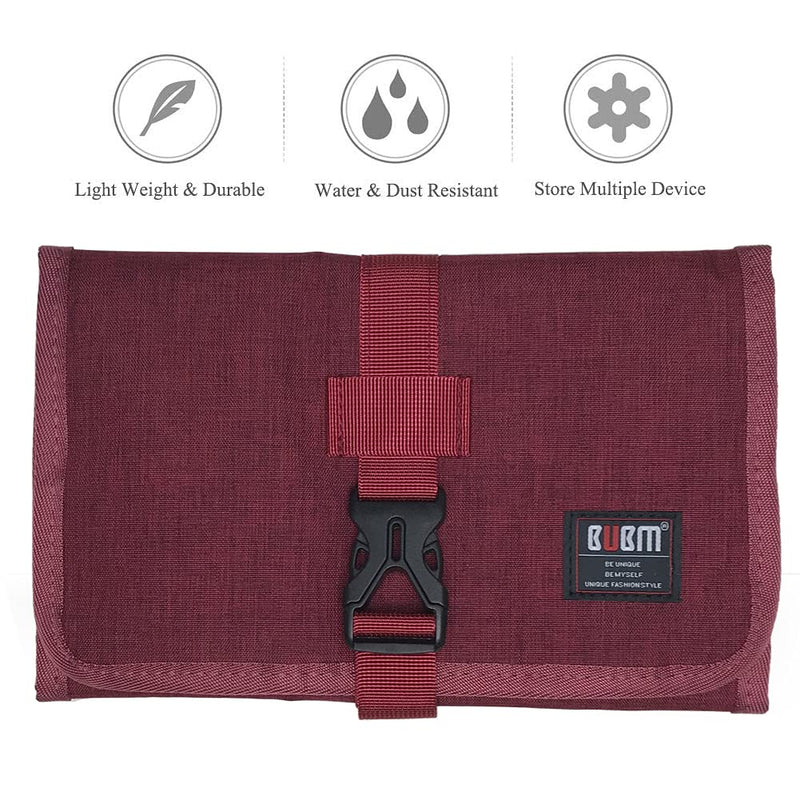  [AUSTRALIA] - Travel Organizer, BUBM Cable Bag/USB Drive Shuttle Case/ Electronics Accessory Organizer, Wine Red