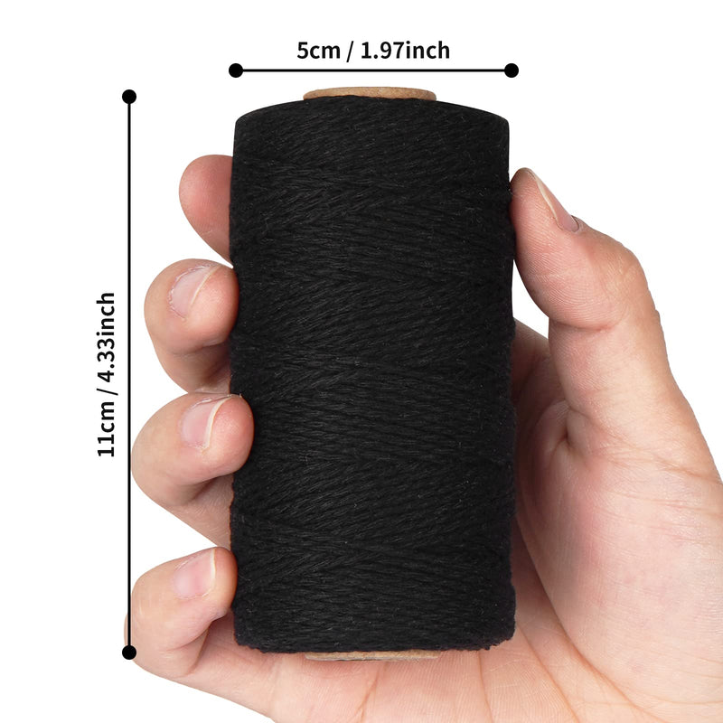  [AUSTRALIA] - Black Natural Cotton Craft String - Ohtomber 328 Feet 2MM Bakers Twine for DIY Crafts and Gift Wrapping Black