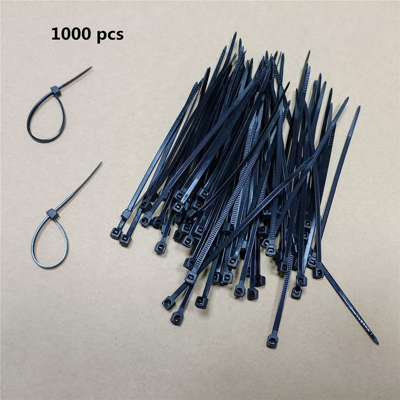  [AUSTRALIA] - 1000 pcs 4 inch Cable Zip Ties Heavy Duty, Premium Plastic Wire Ties with 18 LBS Tensile Strength, UV Resistant Cable Ties, Self-Locking Black Nylon Tie Straps (4 inch ( 3 x 100mm ), Black) 4 inch ( 3 x 100mm )