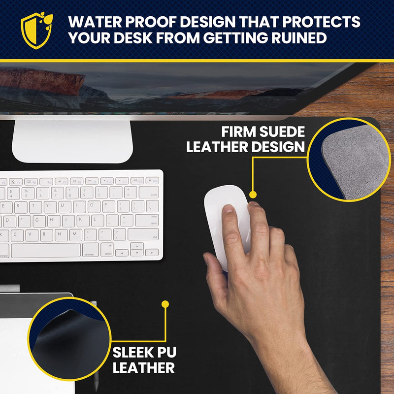  [AUSTRALIA] - Large Mouse Pad, Desk Pad, Waterproof Desk Protector Mat, Leather Desk Pad for Keyboard and Mouse and a Great Desk blotter for Home and Office use, 31.5” x 15.7” Large