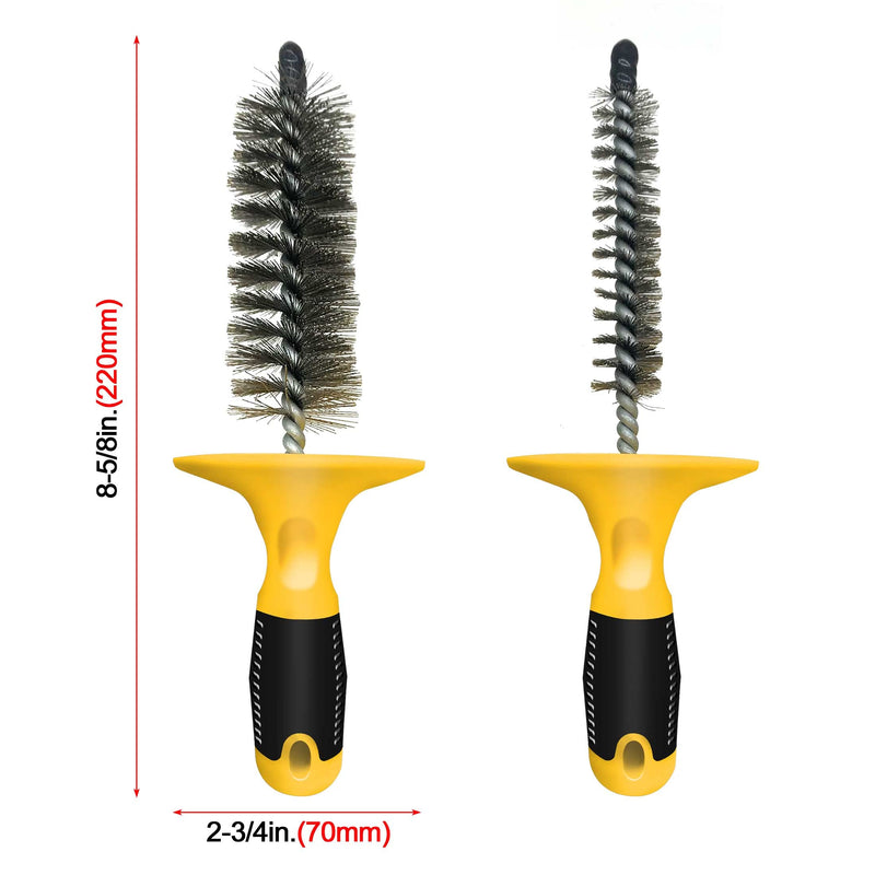  [AUSTRALIA] - HAUTMEC 2pc Professional Stainless Steel Wire Tube Cleaning Brush, Plumbing and Mechanical Wire Brush Cleaning Tool HT0022-W