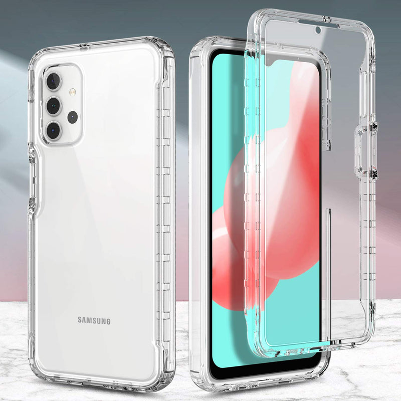 NZND Case for Samsung Galaxy A32 5G with [Built-in Screen Protector], Full-Body Protective Shockproof Rugged Bumper Cover, Impact Resist Durable Phone Case (Clear) Clear - LeoForward Australia