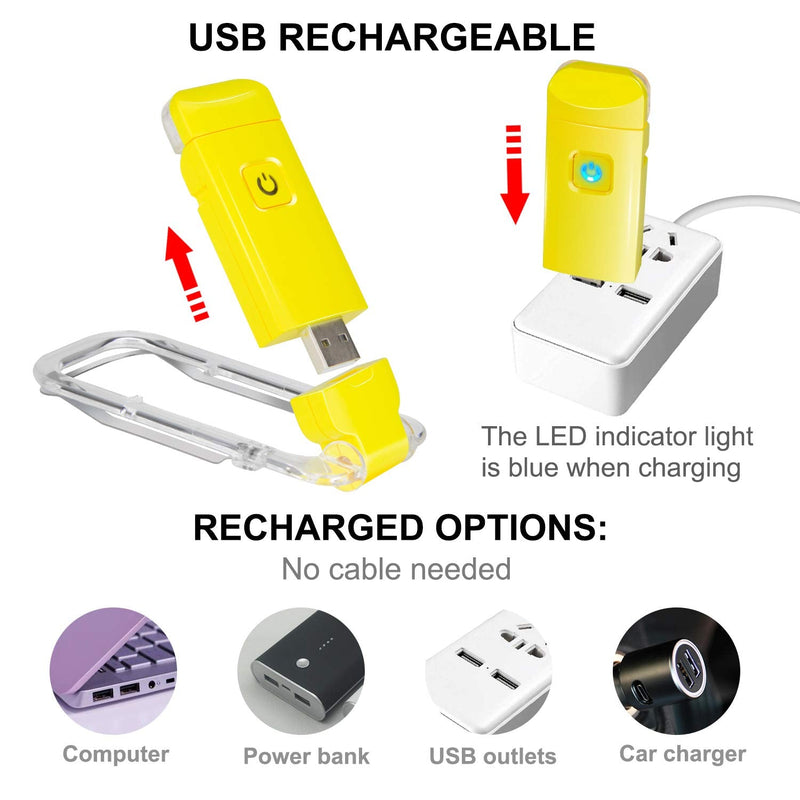  [AUSTRALIA] - BIGLIGHT Amber Book Reading Light, LED Clip on Book Lights, Reading Lights for Books in Bed, Small Book Light for Kids, USB Rechargeable, 2 Brightness Adjustable for Eye Protection, Yellow