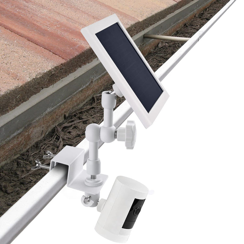  [AUSTRALIA] - ALERTCAM 2-in-1 Gutter Mount for Ring Solar Panel, Stick Up Cam Battery and Spotlight Cam Battery, Perfect Angle to Get Adequate Sunlight for Your Ring Solar Panel - White