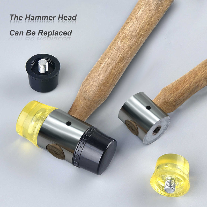  [AUSTRALIA] - HAUTMEC 35mm Small Double-Faced Soft Rubber Mallet Hammer, Non Sparking Blow and Wooden Handle for Automotive, Machine Made, Leather Crafts, Wood, Flooring HT0202-HA 35mm Soft Mallet