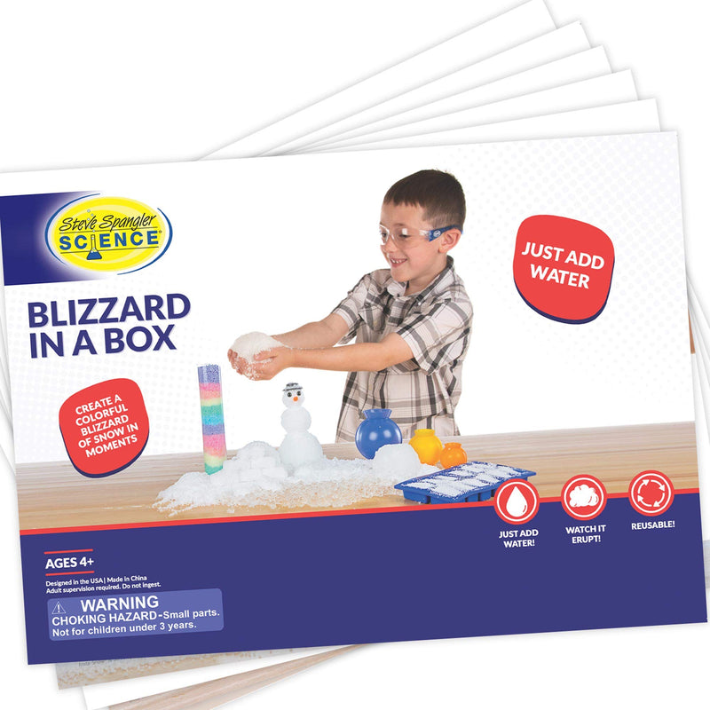  [AUSTRALIA] - Steve Spangler Science Blizzard in a Box – Fun Science Kit for Kids, Simple & Safe – Makes Realistic, Fluffy Snow in Seconds, Includes 9 Experiments, Fun STEM Activities for Classroom & Home Learning