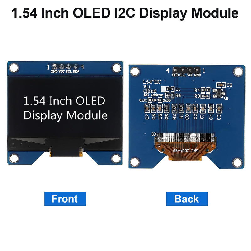  [AUSTRALIA] - Dealikee 4 pieces 1.54 inch OLED I2C IIC display module, 128x64 pixel SSD1309 driver self-luminous OLED screen board compatible with Arduino Raspberry Pi, come with storage box white