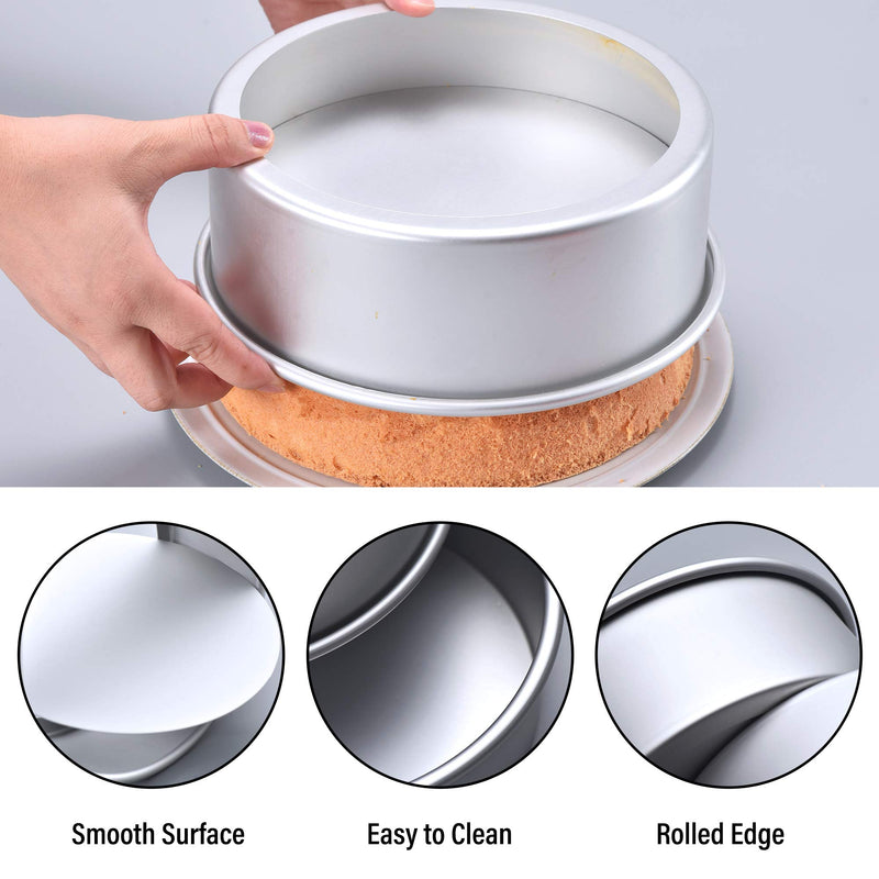  [AUSTRALIA] - OJelay Round Cake Pan 8 Inch Removable Bottom Nonstick Anodized Aluminum Layer Cake Baking Pan Anodized Cake Pan Silver
