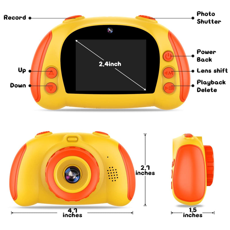  [AUSTRALIA] - Kids Camera for Boys Girls - Upgrade Kids Selfie Camera, Birthday Gifts for Girls Age 3-9, HD Digital Video Cameras for Toddler, Portable Toy for 3 4 5 6 7 8 Year Old Girl with 32GB SD Card (Yellow) Yellow one size