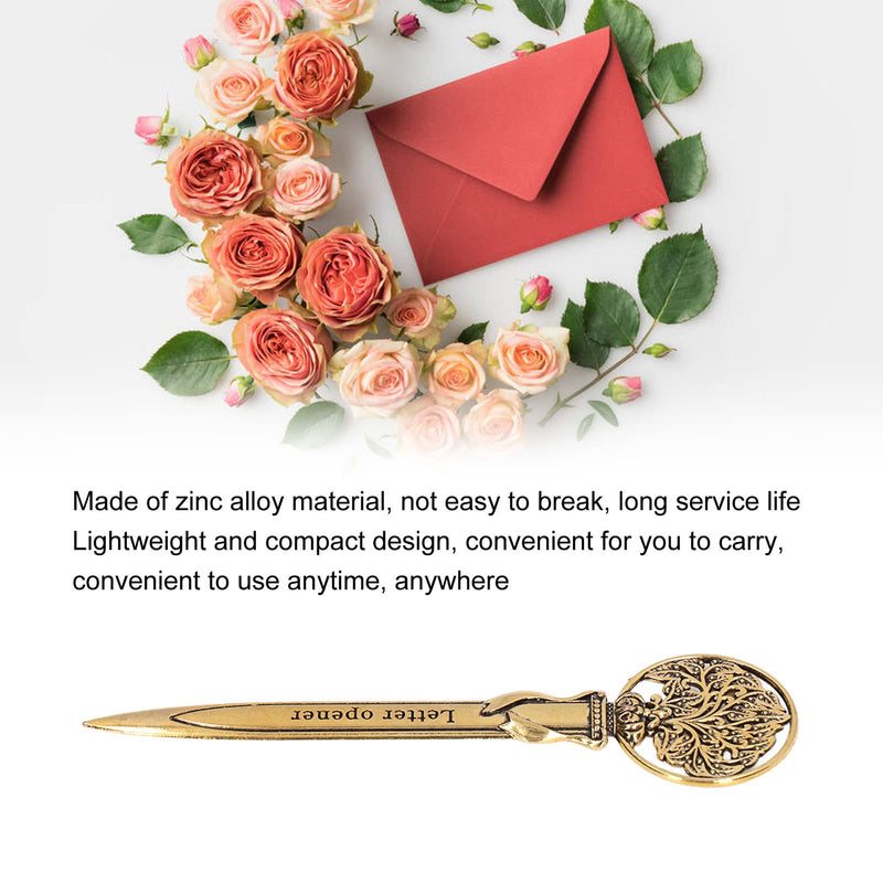  [AUSTRALIA] - BORDSTRACT Metal Letter Opener, Retro Envelope Opener Knife Envelope Slitter Antique Design Hand Cutter Blade for Home Office Gift(Gold)