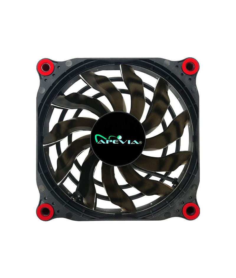  [AUSTRALIA] - APEVIA 12L-DRD 120mm Silent Black Case Fan with 15 x Red LEDs & 8 x Anti-Vibration Rubber Pads