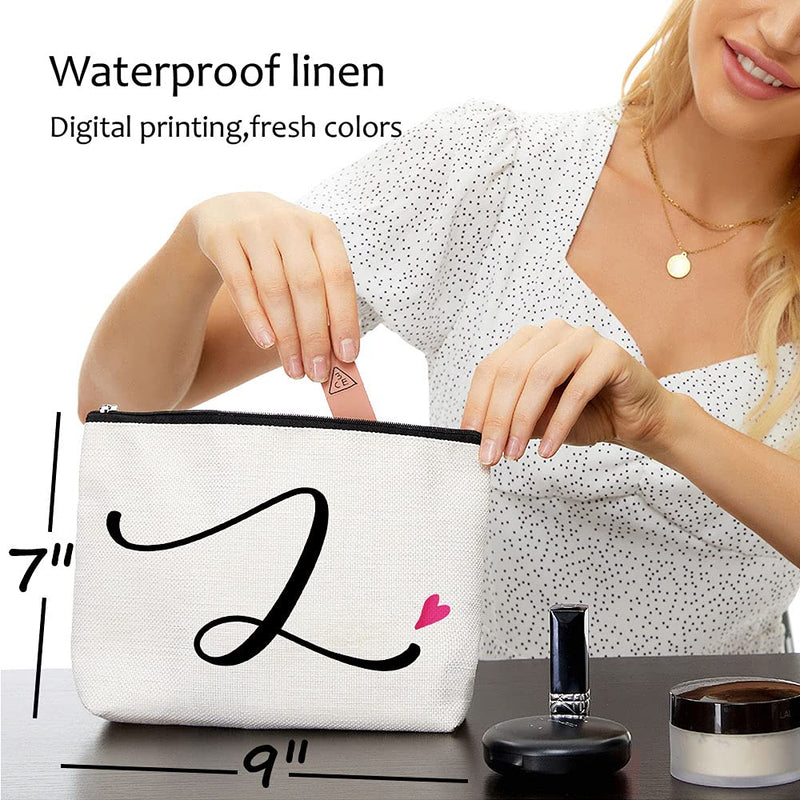 L Initial Monogram Personalized Travel Makeup Bag,Cosmetic Bag Pencil Pouch Gifts with Zipper Waterproof(Makeup bag-Letter L) - LeoForward Australia