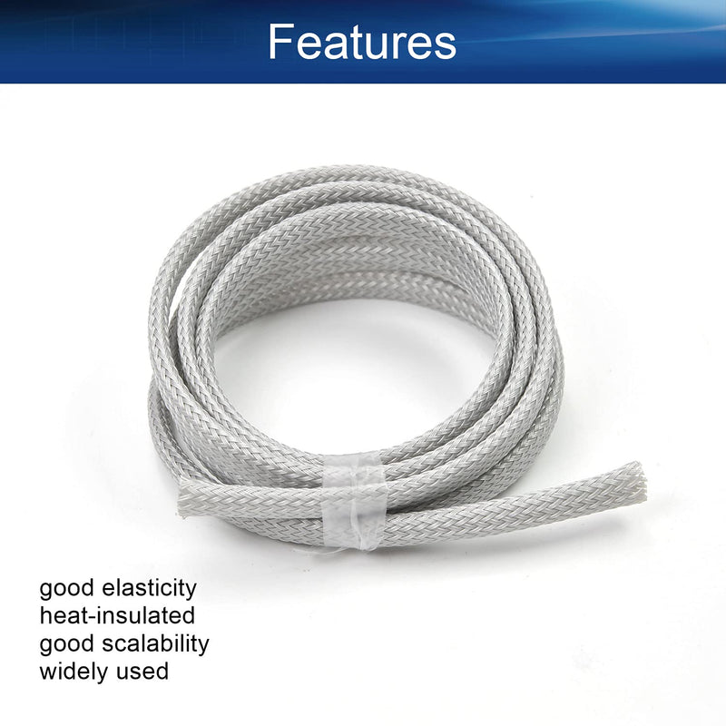  [AUSTRALIA] - Bettomshin 1Pcs Length 3.28Ft PET Braided Cable Sleeve, Width 6mm Expandable Braided Sleeve for Sleeving Protect Electric Wire Electric Cable Grey