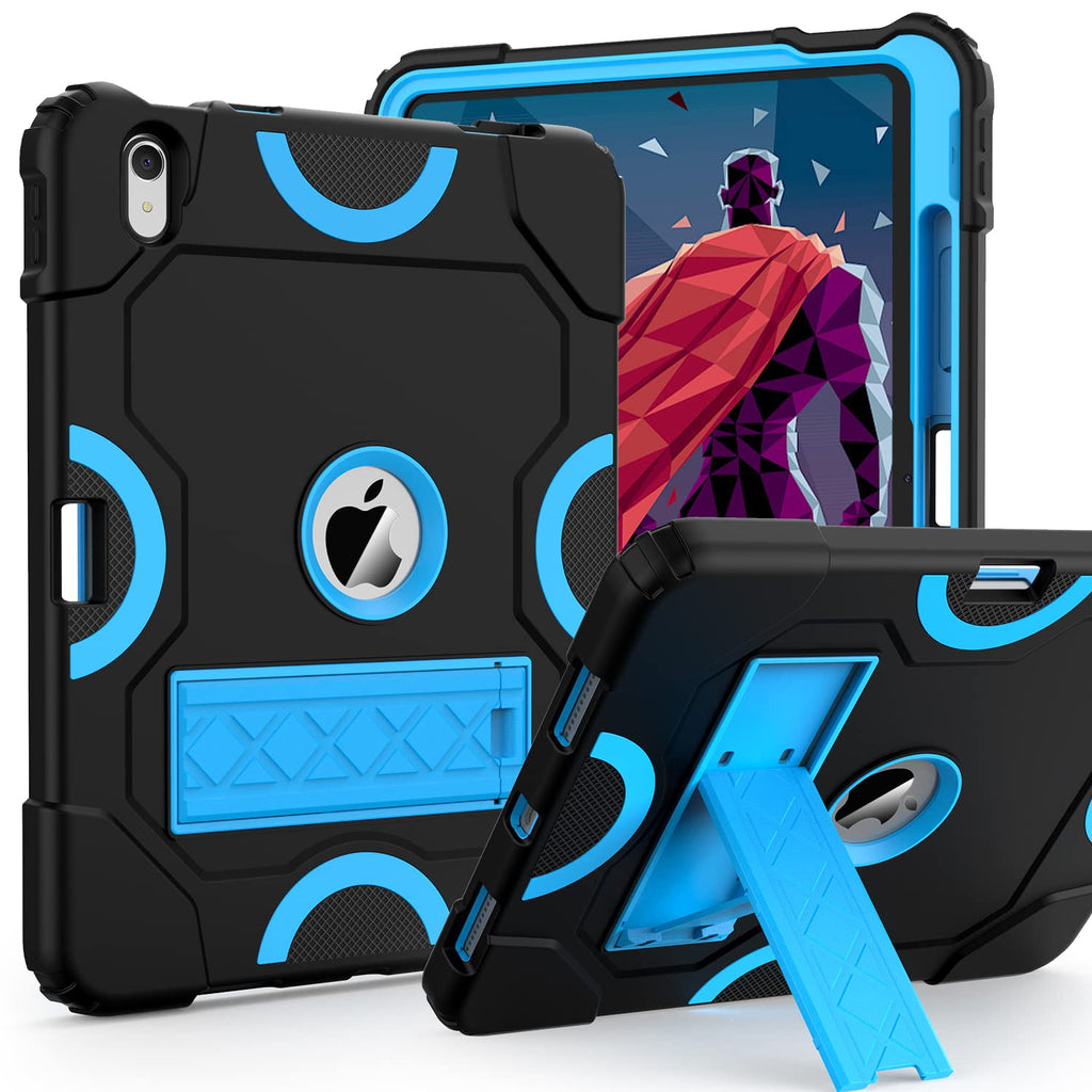  [AUSTRALIA] - Cantis Case for ipad 10th Generation 10.9 inch 2022, Slim Heavy Duty Shockproof Rugged Protective Cover with Built-in Stand for 10.9'' iPad 10th Gen, Black+Blue