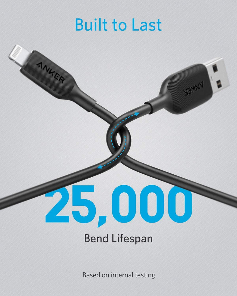 Anker Powerline III Lightning Cable 6 Foot iPhone Charger Cord MFi Certified for iPhone 11 Pro Max, 11 Pro, X, Xs, Xr, Xs Max, 8, 8 Plus, 7, 7 Plus, 6 and More, Ultra Durable (Black) 6ft Black - LeoForward Australia
