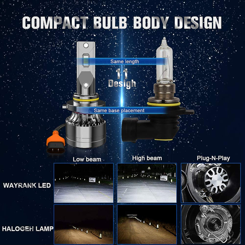  [AUSTRALIA] - WAYRANK 9005 LED Headlight Bulbs HB3 120W 20000LM 6000K Cool White CSP Chips Conversion Bulbs Kit