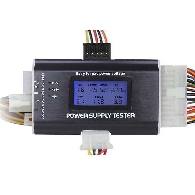  [AUSTRALIA] - Optimal Shop 20+4 Pin LCD Computer Power Supply Tester for SATA IDE HDD ATX ITX BYI Connectors-Black