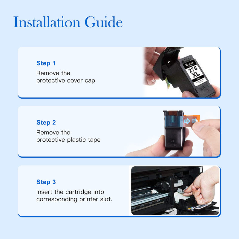  [AUSTRALIA] - ValuetonerSupply Ink Cartridges Replacement for Canon 275 276 275XL 276XL PG-275 XL CL-276 XL PG275 CL276 to use with Canon TS3522 TS3520 TR4720 TR4722 Printer, 2-Pack (1-Black, 1-Color)