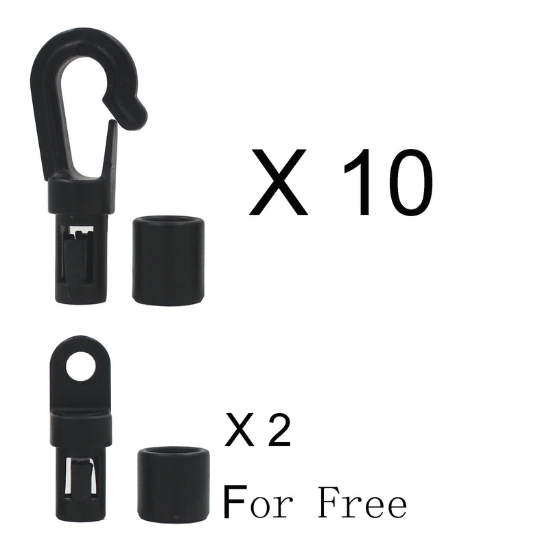  [AUSTRALIA] - Shock Cord Hook 10 Pcs Bungee Terminal End Tabbed S Hooks for 1/4" Bungee to Use on Kayaks Bendy 10 pcs