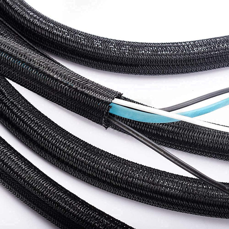  [AUSTRALIA] - ZhiYo Braided Cable Sleeve(6.5ft 1'') & Wire Loom Split Tubing(10ft 3/4”) Bundle