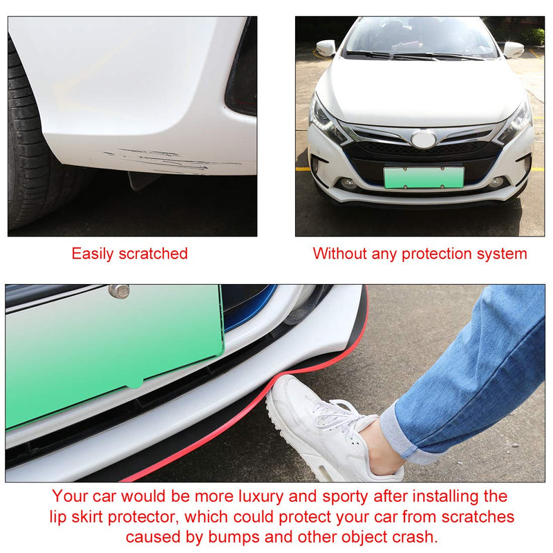  [AUSTRALIA] - X AUTOHAUX 2.5m 8.2ft Univesal Rubber Front Bumper Lip Splitter Body Side Skirt Protector Red for Car