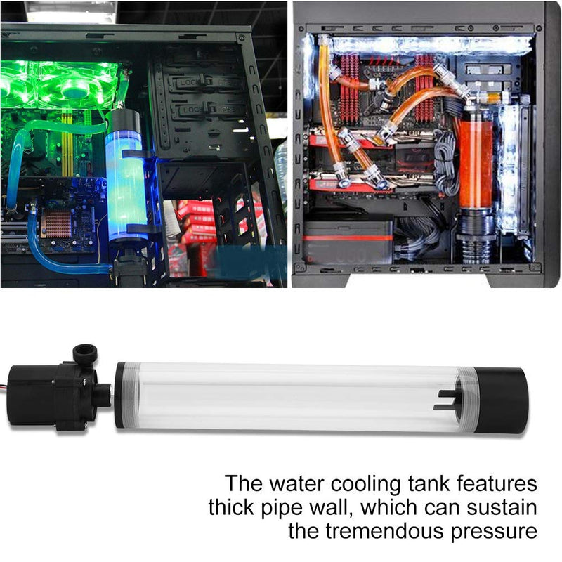  [AUSTRALIA] - PC Water Pump Tank, G1/4 Acrylic Cylinder Computer Water Tank, 12V 19W CPU Water Cooling Pump Radiator for Computer PC CPU Water Cooling (300mm) 300mm