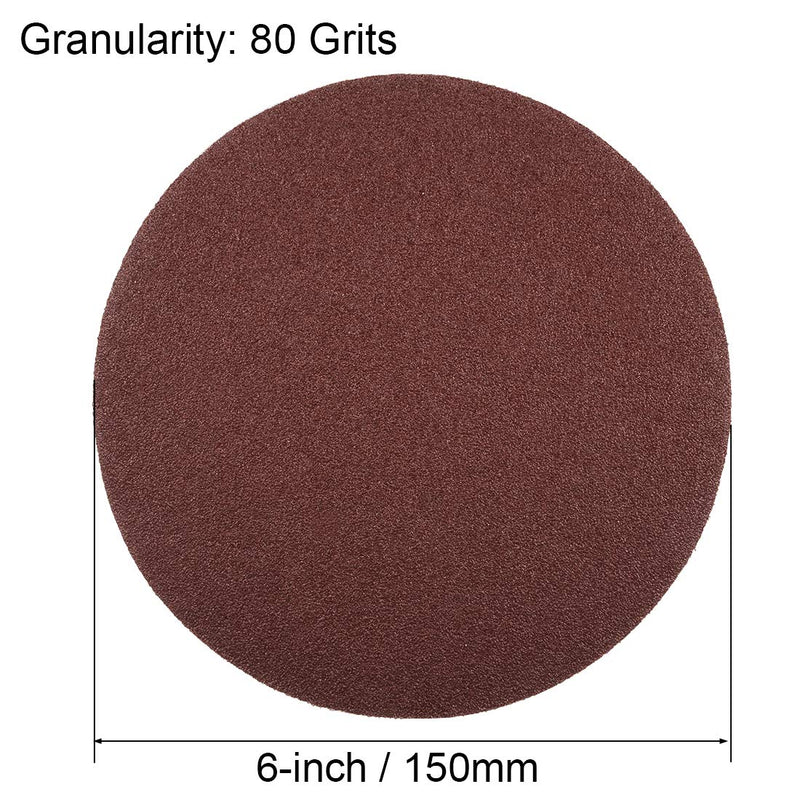  [AUSTRALIA] - uxcell 6-inch PSA Sanding Discs,80 Grits Self Stick Adhesive Back Aluminum Oxide Sandpaper 5pcs