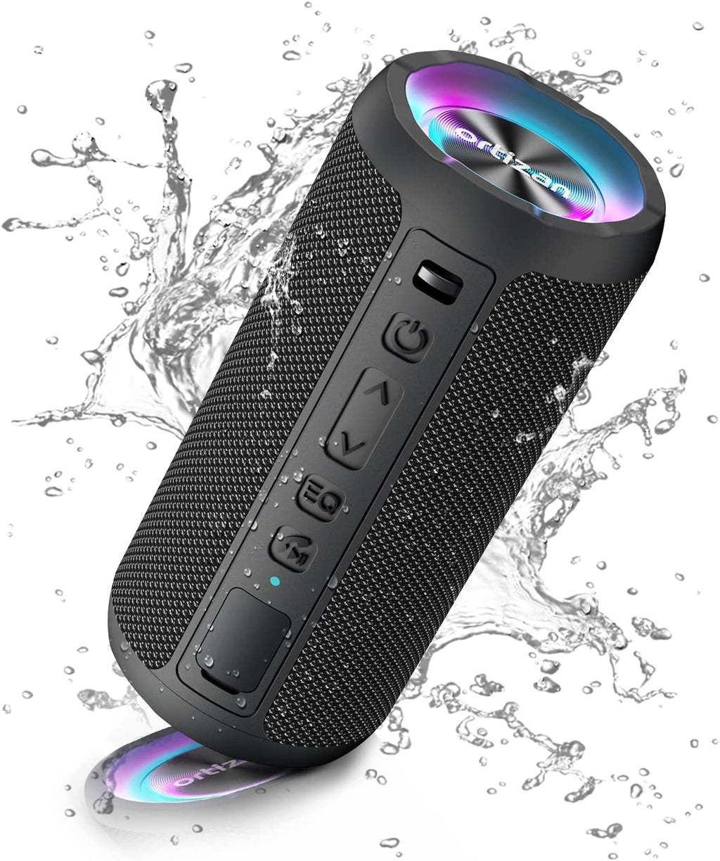  [AUSTRALIA] - Ortizan Bluetooth Speaker, Upgraded Portable Wireless Speaker with 24W Loud Stereo Sound and LED Light, IPX7 Waterproof Speakers, 30H Playtime, Extra Bass Speaker Bluetooth for Home, Travel, Outdoor