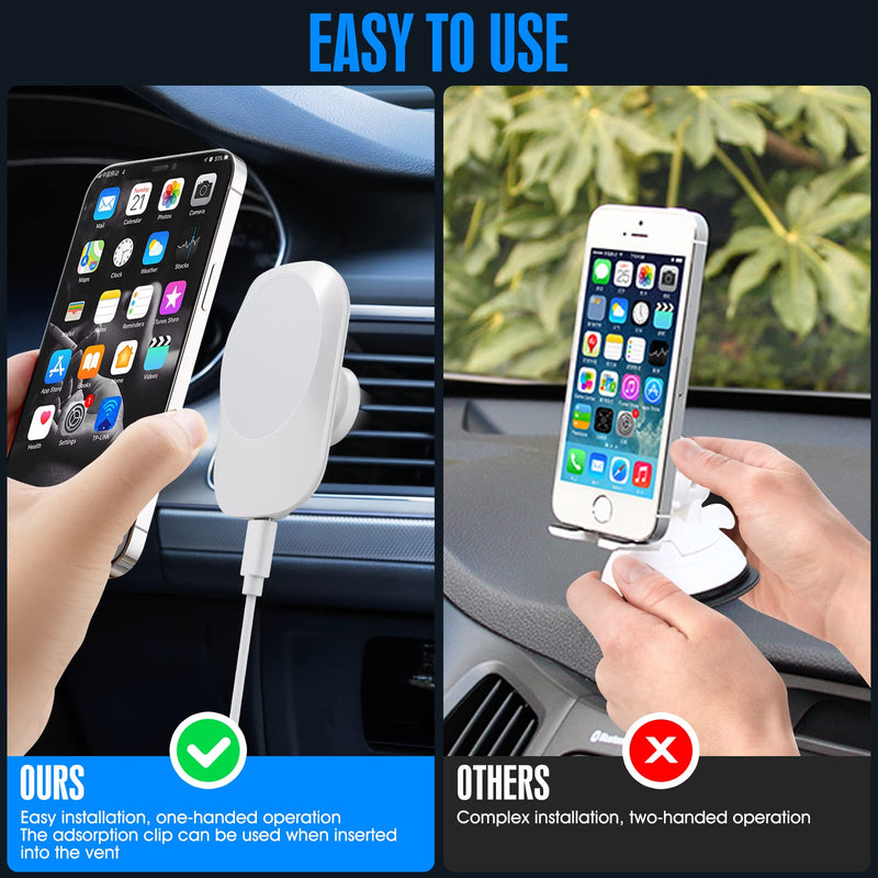  [AUSTRALIA] - Nozza Magnetic car Fast Wireless Charger Mount for MagSafe iPhone 13/13 mini/13 Pro/13 Pro Max/12 Series, 15W Fast Charging Air Vent Phone Holder Stand（Black） Vent clip Black