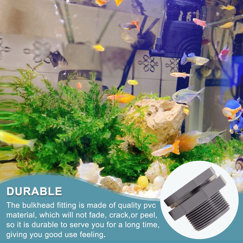  [AUSTRALIA] - QuQuyi 1/2 Inch PVC Bulkhead Water Tank Connector Adapter Fitting with Plugs Thru-Bulk Pipe Fitting for Rain Barrels, Aquariums, Ponds(Set of 3) 1/2"-3pcs