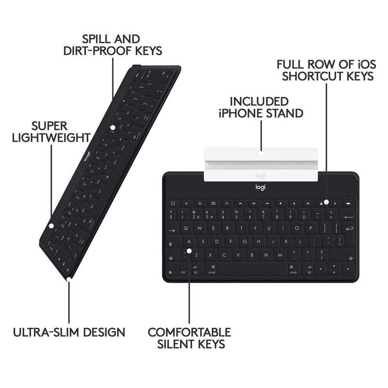  [AUSTRALIA] - Logitech Keys-to-Go Ultra-Portable, Stand-Alone Keyboard COMPATIBLE DEVICES all iOS devices including iPad, iPhone and Apple TV 920-006701 Black