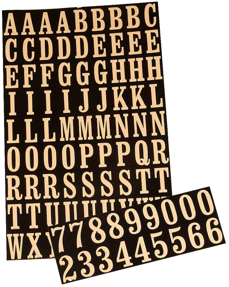  [AUSTRALIA] - Hy-Ko Products MM-2 Self Adhesive Vinyl Numbers and Letters 1" High, Black & Gold, 99 Pieces, Package may vary Black/Gold 1" Numbers & Letters