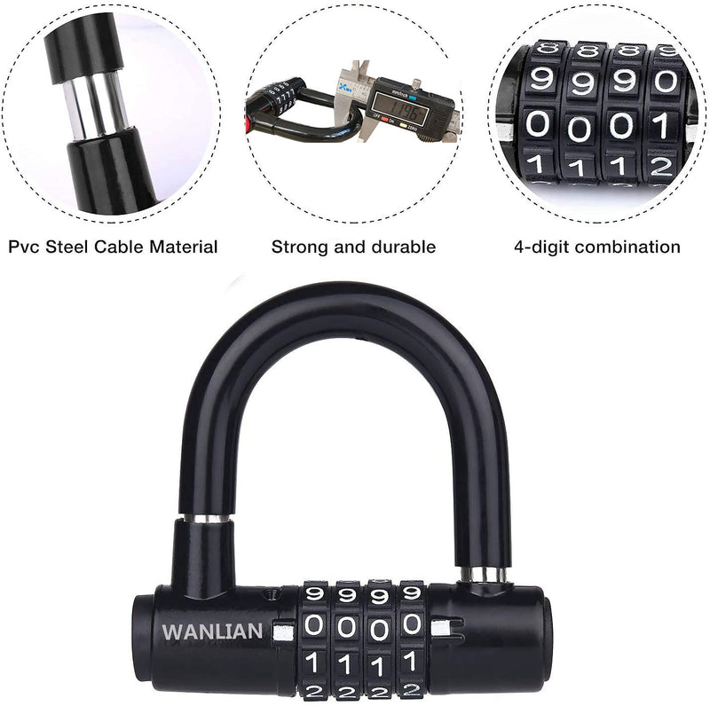  [AUSTRALIA] - Padlock, 4-Digit Password Padlock, Bicycle Lock, Chain Lock, Anti-Shear Household Cabinet Wall Cabinet Lock, 2.09 inch Long Shackle and Outdoor Waterproof resettable Padlock, Password Lock can be Set