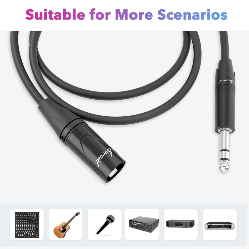  [AUSTRALIA] - 1/4 to XLR Male Cable-Sovvid Quarter inch XLR Male to 1/4 Male Balanced Interconnect Cable 6.35mm TRS Male to XLR Male 6Feet 6FT