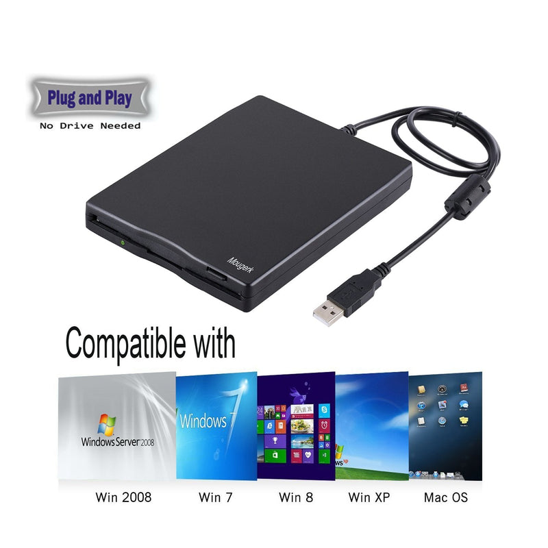  [AUSTRALIA] - USB Floppy Drive, Mougerk 3.5" USB External Floppy Diskette Drive 1.44 MB FDD Portable USB Drive Plug and Play for Laptops Desktops and Notebooks (Black) Black