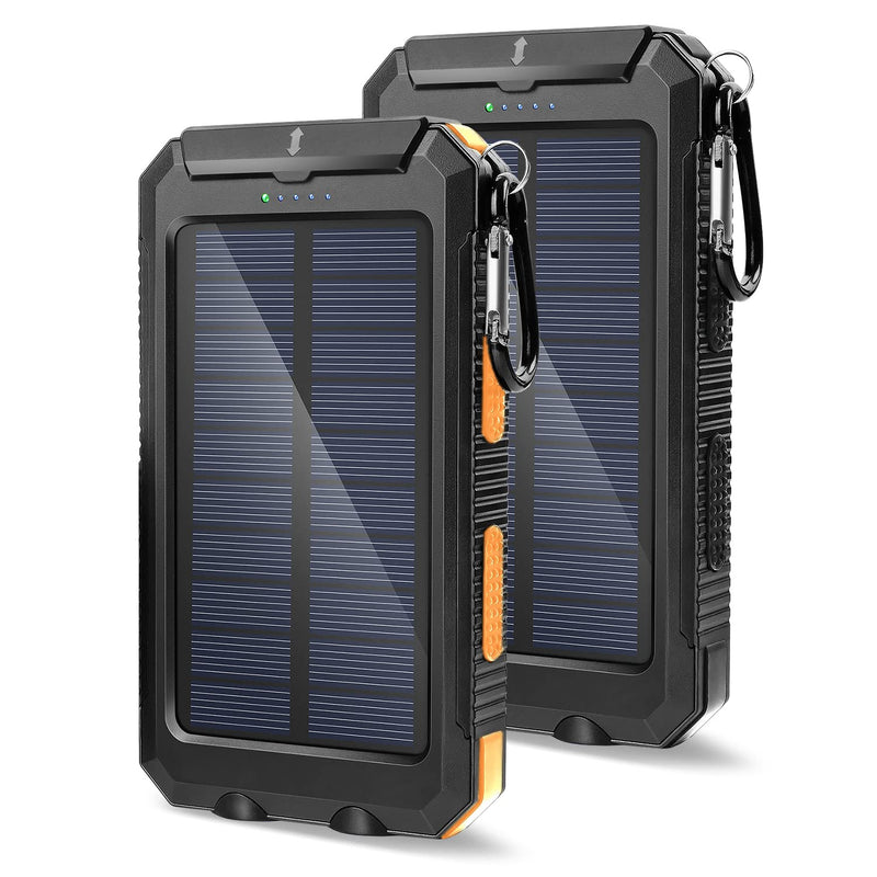  [AUSTRALIA] - 2-Packs 20000mAh Solar Phone Charger Orange Bundle with Solar Powered Charger Black