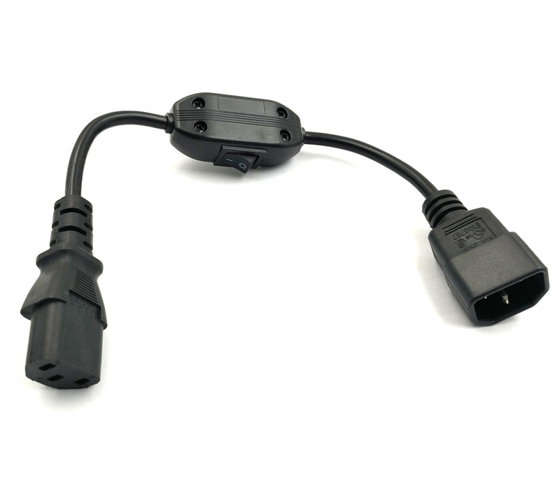 Duttek Power Cord with Switch, PC Power Cord Inline Switch IEC 320 Mains Power C14 to C13 Male to Female Power Extension Cord Cable with Switch Standard Computer to PDU 30CM/1FT - LeoForward Australia