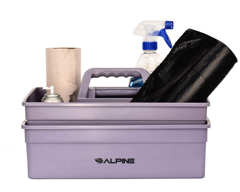 Alpine Industries 3-Compartment Plastic Cleaning Caddy – Commercial Quality Plastic Tool Organizer w/Handle for Cleaning Bathroom Floors & Windows (Large) - LeoForward Australia