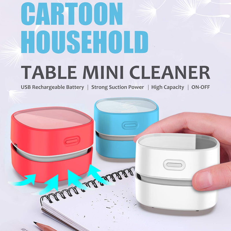  [AUSTRALIA] - ODISTAR Desktop Vacuum Cleaner,Mini Table dust Sweeper Energy Saving,High Endurance up to 400 mins,Cordless&360º Rotatable Design for Cleaning Hairs,Crumb,Computer Keyboard of Gifts for Kids (red) Red