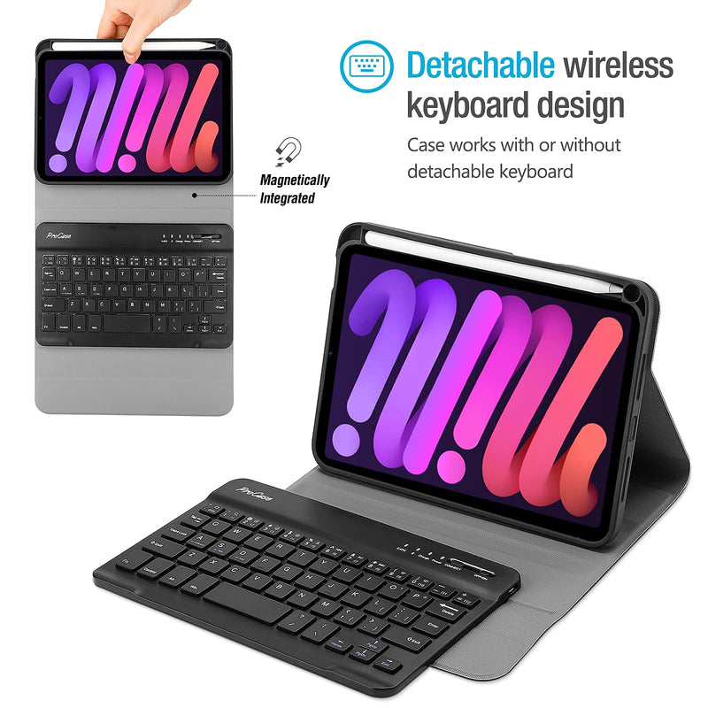  [AUSTRALIA] - ProCase Keyboard Case for iPad Mini 6 2021, Detachable Wireless Keyboard Protective Cover Cases for 8.3 Inch iPad Mini 6th Generation Gen Keyboard Case