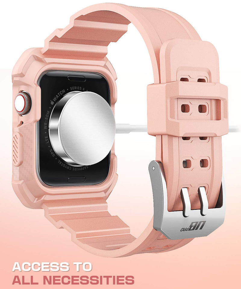 SUPCASE [Unicorn Beetle Pro] Designed for Apple Watch Series 6/SE/5/4 [44mm], Rugged Protective Case with Strap Bands (BBPink) BBPink - LeoForward Australia