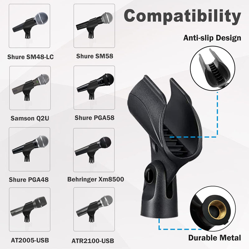  [AUSTRALIA] - Mictop Universal Microphone Clip Holder, Comes with 5/8" Male to 3/8" Female Screw Adapter Suitable for Handheld Microphones, 2-Pack
