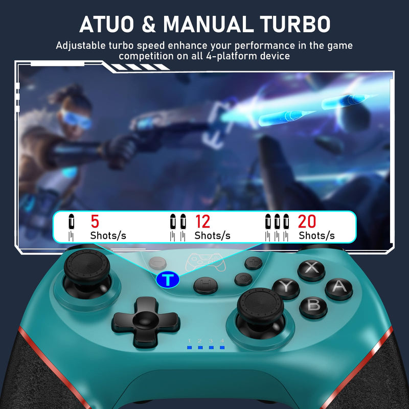  [AUSTRALIA] - Diswoe Controller for Switch, Wireless Pro Controller for Switch/Switch Lite/Switch OLED, Remote Gamepad with Joystick, Adjustable Turbo Vibration with Programmable Function - Blue Blue PF