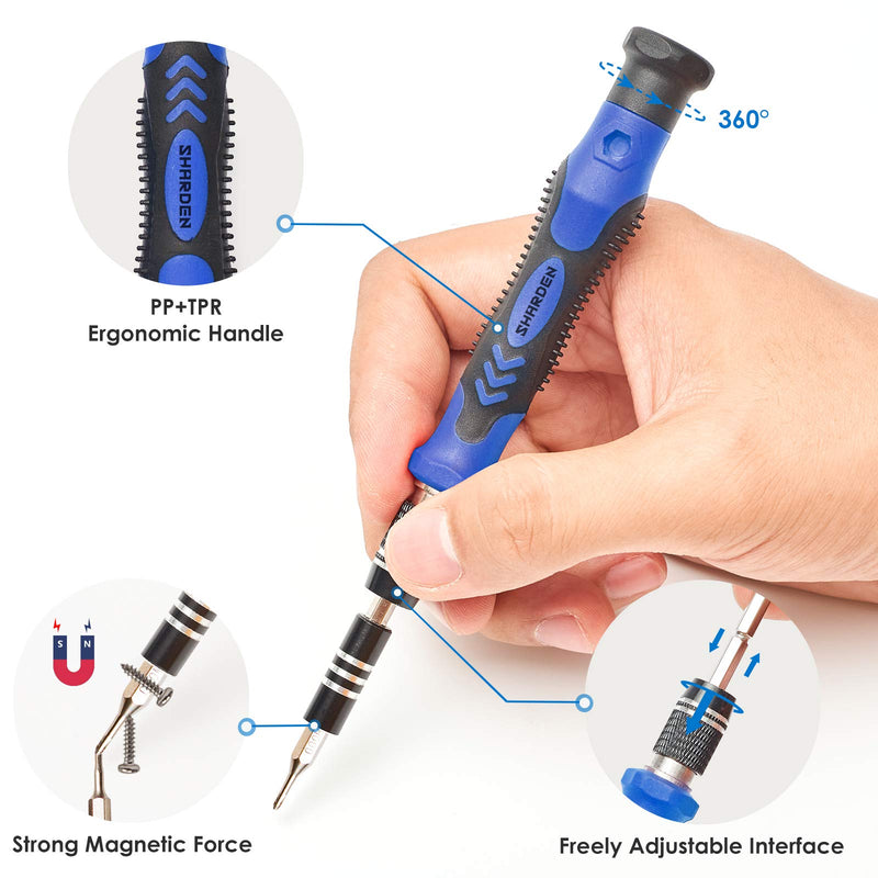 SHARDEN Precision Screwdriver Set, 124 in 1 with 110 Bits Magnetic Screwdriver Kit, Professional Electronics Repair Tool Kit for Tablet, Computer, Laptop, PS4, PC, iPhone, Xbox, Game Console (Blue) Blue - LeoForward Australia