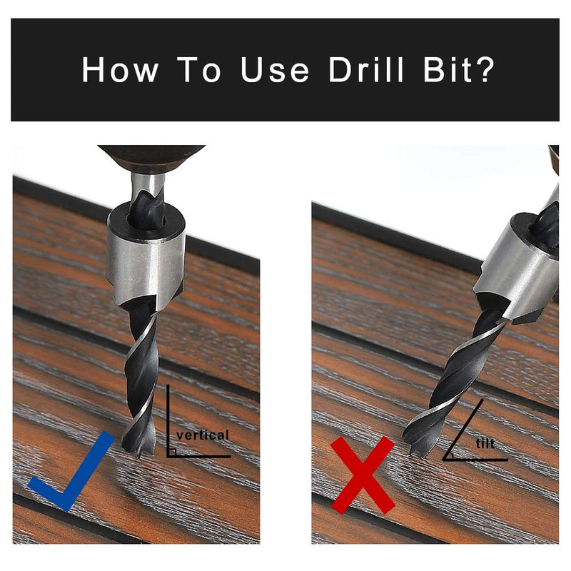  [AUSTRALIA] - COMOWARE Countersink Drill Bits Set- 7Pcs Counter Sink Bit for Wood High Speed Steel, Woodworking Carpentry Reamer with 1 Free Hex Key Wrench 8 Pcs