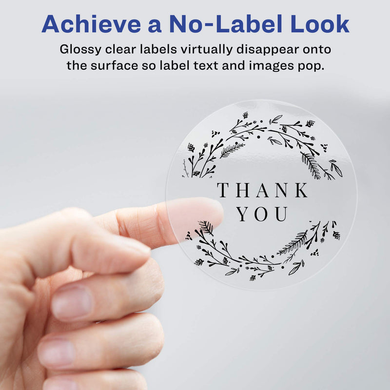 Avery Printable Round Labels with Sure Feed, 2" Diameter, Glossy Clear, 120 Customizable Labels (22825) 2" - LeoForward Australia