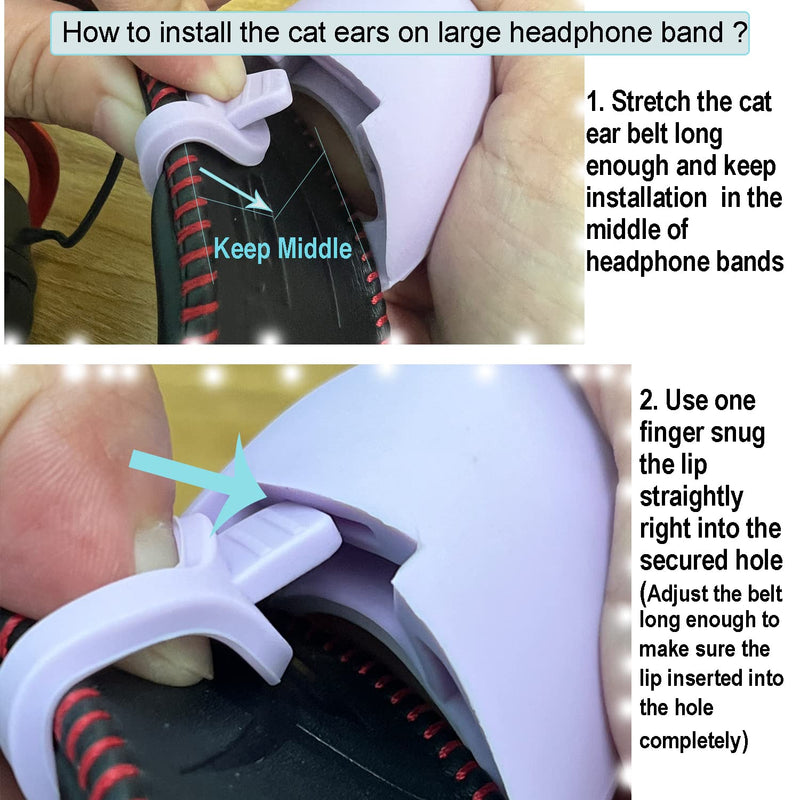  [AUSTRALIA] - Cute Pink Cat Ears Fits for HypreX Cloud/Cloud Stinger/Cloud Flight Headsets, Universal Fit Lovely Kitty Adjustable Attachment Straps for Video Live Gaming Headphone,White & Pink Pink& White