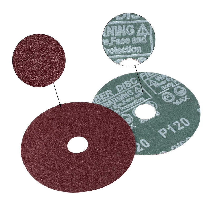  [AUSTRALIA] - uxcell 4-Inch x 5/8-Inch Aluminum Oxide Resin Fiber Discs, Center Hole 120 Grit Sanding Grinding Discs, 15 Pack